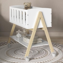 Mini Berço Multifuncional Moisés Sissi Branco Soft/Natural - Matic Móveis   Mini Berço Multifuncional Moisés Sissi Branco Soft/Natural - Matic Móveis