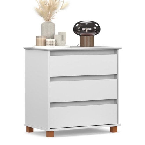 Mini Cômoda EJ 3 Gavetas Branco – EJ Móveis