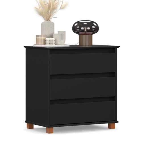 Mini Cômoda EJ 3 Gavetas Preto – EJ Móveis
