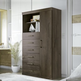 Multi-Cômoda Marabá 1.6 com Porta e 6 Gavetas Ébano - PR Móveis Multi-Cômoda Marabá 1.6 com Porta e 6 Gavetas Ébano - PR Móveis