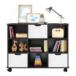 Nicho Organizador 1478 com 3 Gavetas Preto/Branco - Qmovi  Nicho Organizador 1478 com 3 Gavetas Preto/Branco - Qmovi