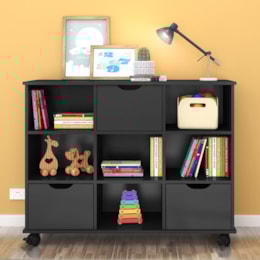 Nicho Organizador 1478 com 3 Gavetas Preto - Qmovi  Nicho Organizador 1478 com 3 Gavetas Preto - Qmovi