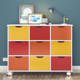 Nicho Organizador 1478 com 9 Gavetas Branco/Colorido - Qmovi  Nicho Organizador 1478 com 9 Gavetas Branco/Colorido - Qmovi