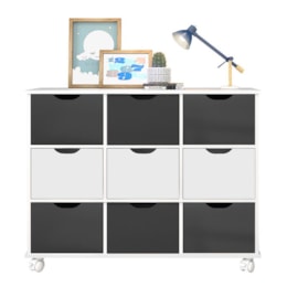 Nicho Organizador 1478 com 9 Gavetas Branco/Preto - Qmovi 