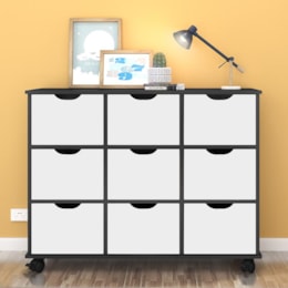Nicho Organizador 1478 com 9 Gavetas Preto/Branco - Qmovi  Nicho Organizador 1478 com 9 Gavetas Preto/Branco - Qmovi