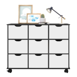 Nicho Organizador 1478 com 9 Gavetas Preto/Branco - Qmovi  Nicho Organizador 1478 com 9 Gavetas Preto/Branco - Qmovi