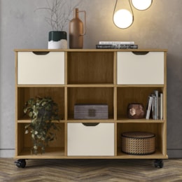 Nicho Organizador 1478 Freijó/Off White com 3 Gavetas - Qmovi Nicho Organizador 1478 Freijó/Off White com 3 Gavetas - Qmovi