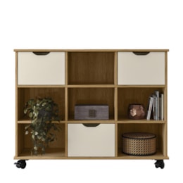 Nicho Organizador 1478 Freijó/Off White com 3 Gavetas - Qmovi Nicho Organizador 1478 Freijó/Off White com 3 Gavetas - Qmovi