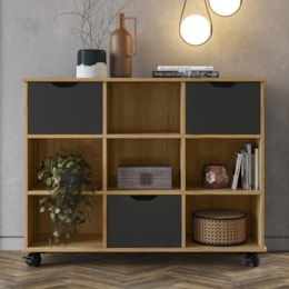 Nicho Organizador 1478 Freijó/Preto com 3 Gavetas - Qmovi Nicho Organizador 1478 Freijó/Preto com 3 Gavetas - Qmovi