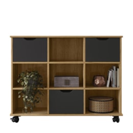 Nicho Organizador 1478 Freijó/Preto com 3 Gavetas - Qmovi Nicho Organizador 1478 Freijó/Preto com 3 Gavetas - Qmovi