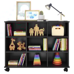 Nicho Organizador Preto Fosco com Rodízios 1478 - Qmovi Nicho Organizador Preto Fosco com Rodízios 1478 - Qmovi