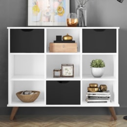 Nicho Organizador Retrô 1478 com 3 Gavetas Branco/Preto - Qmovi  Nicho Organizador Retrô 1478 com 3 Gavetas Branco/Preto - Qmovi