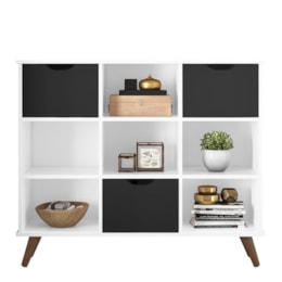 Nicho Organizador Retrô 1478 com 3 Gavetas Branco/Preto - Qmovi  Nicho Organizador Retrô 1478 com 3 Gavetas Branco/Preto - Qmovi
