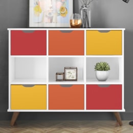 Nicho Organizador Retrô 1478 com 6 Gavetas Branco/Colorido - Qmovi  Nicho Organizador Retrô 1478 com 6 Gavetas Branco/Colorido - Qmovi