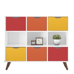 Nicho Organizador Retrô 1478 com 6 Gavetas Branco/Colorido - Qmovi  Nicho Organizador Retrô 1478 com 6 Gavetas Branco/Colorido - Qmovi