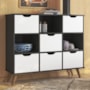 Nicho Organizador Retrô 1478 com 6 Gavetas Preto/Branco - Qmovi