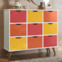 Nicho Organizador Retrô 1478 com 9 Gavetas Branco/Colorido - Qmovi
