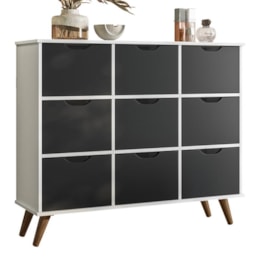 Nicho Organizador Retrô 1478 com 9 Gavetas Branco/Preto - Qmovi  Nicho Organizador Retrô 1478 com 9 Gavetas Branco/Preto - Qmovi