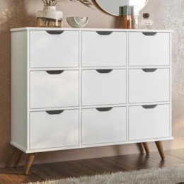 Nicho Organizador Retrô 1478 com 9 Gavetas Branco - Qmovi  Nicho Organizador Retrô 1478 com 9 Gavetas Branco - Qmovi