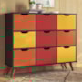 Nicho Organizador Retrô 1478 com 9 Gavetas Preto/Colorido - Qmovi