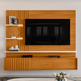 Painel Home Suspenso Atena Cinamomo/Off White para TV até 65” - Madetec