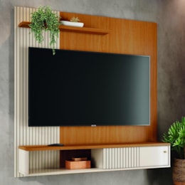 Painel Home Suspenso Aurora Cinamomo/Off White para TV até 65” - Madetec Painel Home Suspenso Aurora Cinamomo/Off White para TV até 65” - Madetec