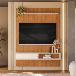 Painel Home Suspenso Betim Canela/Off White para TV até 60” - Mobler