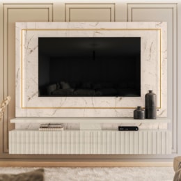 Painel Home Suspenso Gaia Calacata/Off White para TV até 75” - Madetec