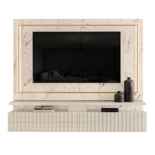 Painel Home Suspenso Gaia Calacata/Off White para TV até 75” - Madetec