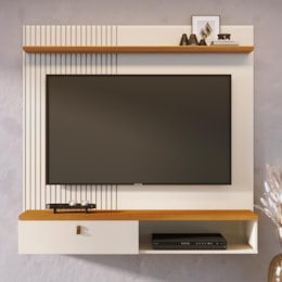 Painel Home Suspenso Íris Cinamomo/Off White para TV até 55” - Madetec  Painel Home Suspenso Íris Cinamomo/Off White para TV até 55” - Madetec