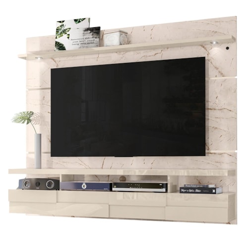 Painel Home Suspenso Lana 1.8 Calacata/Off White para TV até 60” - Madetec