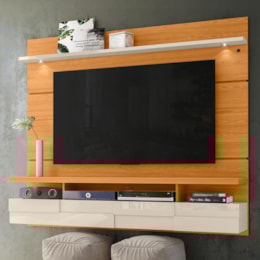 Painel Home Suspenso Lana 1.8 Cinamomo/Off White para TV até 60” - Madetec Painel Home Suspenso Lana 1.8 Cinamomo/Off White para TV até 60” - Madetec