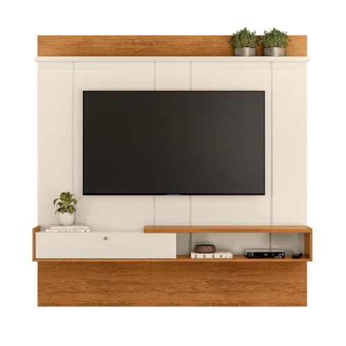 Painel Home Suspenso Niterói Off White/Canela para TV até 65” - Mobler