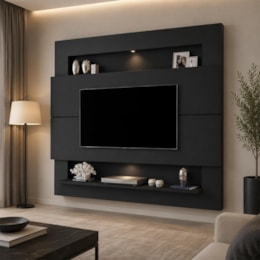 Painel Home Suspenso Riviera para TV até 60” Preto - Móveis Luapa 