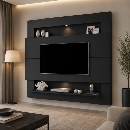 Painel Home Suspenso Riviera para TV até 60” Preto - Móveis Luapa 