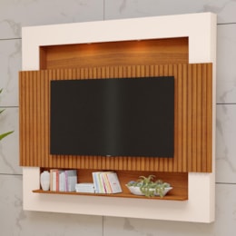 Painel Home Suspenso Riviera Ripado Freijó/Off White para TV até 75” - Móveis Luapa Painel Home Suspenso Riviera Ripado Freijó/Off White para TV até 75” - Móveis Luapa