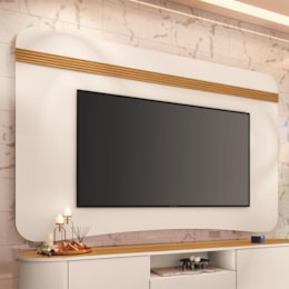 Painel Suspenso Armony Off White/Cinamomo para TV até 80” – HB Móveis