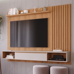 Painel Suspenso Bahamas Plus Nature/Off White para TV até 65” - Permóbili