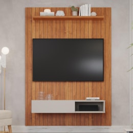 Painel Suspenso Caravelas 1.4 Cinamomo/Off White para TV até 55” - Permóbili 