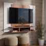 Painel Suspenso EJ Off White/Freijó para TV de até 50” – EJ Móveis