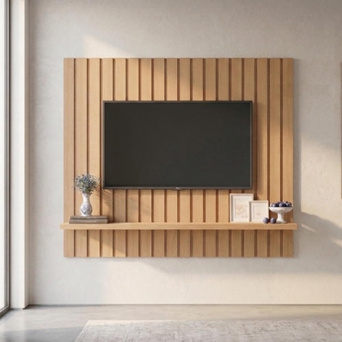 Painel Suspenso Link 1.6 Ripado para TV até 60" Freijó - HB Móveis 