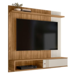 Painel Suspenso Milão Frisado Flex Nature/Off White para TV até 55” - Peternella Móveis