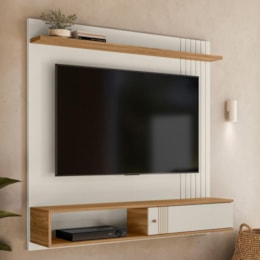 Painel Suspenso Milão Frisado Flex Off White para TV até 55” - Peternella Móveis