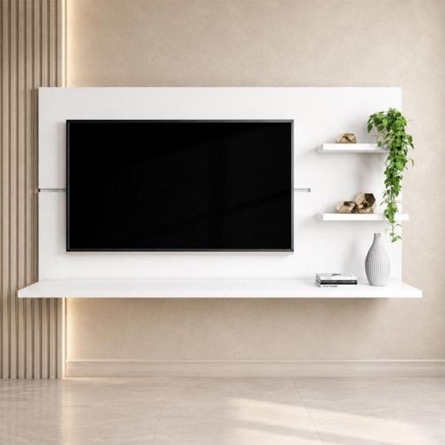 Painel Suspenso New Clean para TV até 49” Branco - Zanzini Móveis 