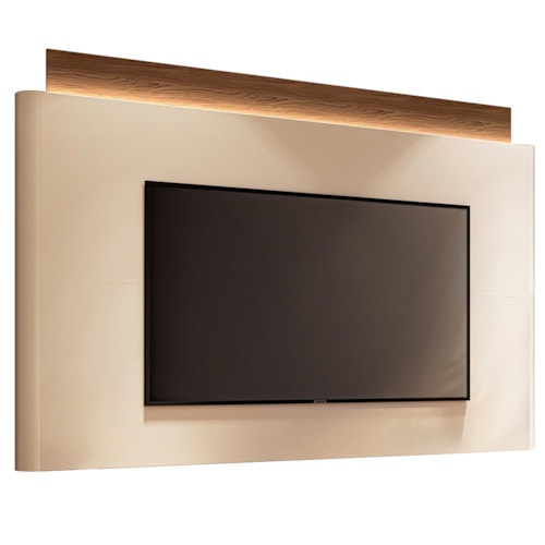 Painel Suspenso Nobre Off White/Castanho para TV até 85" - HB Móveis
