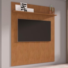 Painel Suspenso Siena Frisado 160cm Cedro para TV até 60” - Casa D Painel Suspenso Siena Frisado 160cm Cedro para TV até 60” - Casa D