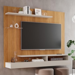 Painel Suspenso Valência Plus Nature/Off White para TV até 50” - Permóbili