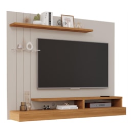 Painel Suspenso Valência Plus Off White/Nature para TV até 50” - Permóbili Painel Suspenso Valência Plus Off White/Nature para TV até 50” - Permóbili