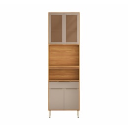 Paneleiro 4 Portas 1 Gaveta 70cm com Vidro Reflecta Plena Cinamon/Nude Prime TX - Demóbile