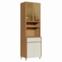 Paneleiro Condessa 70cm 4 Portas com Vidro Reflecta e 1 Gaveta Carvalho/Greige - Nesher